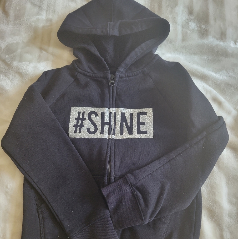 EUC The Children's Place Girls Black Hoodie #SHINE- Size 6